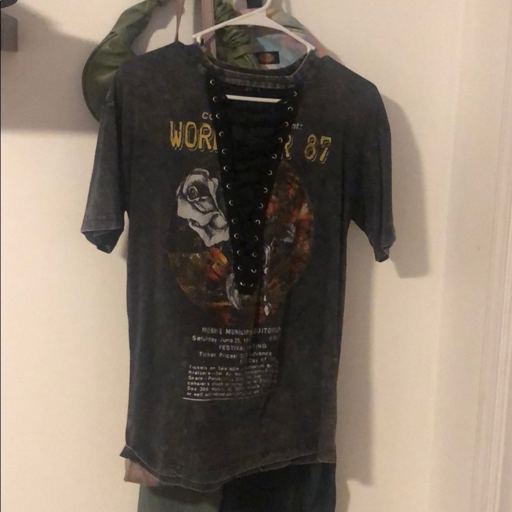 Black lace up shirt